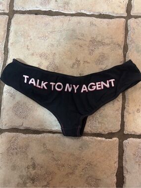 Vintage Y2K Hustler Hollywood Black panty booty short talk to my agent medium